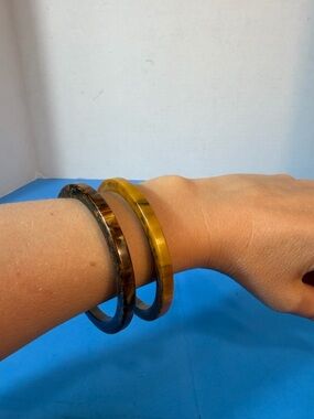 Tortoiseshell Resin Bangle Set - Amber and Dark Brown